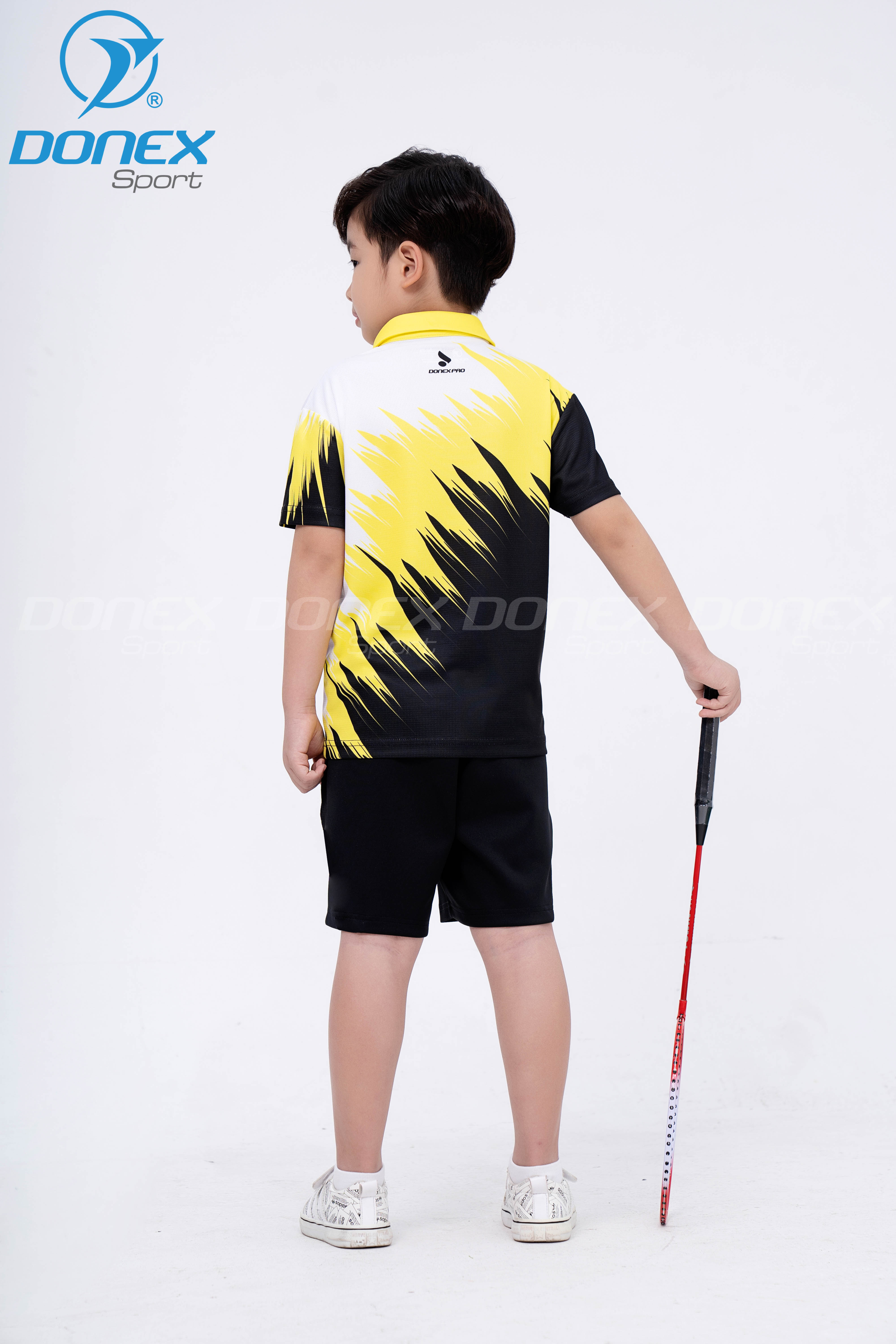 Áo thể thao trẻ em TC-1026  Đen phối vàng